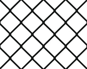 Fototapeta premium Black chain link fence seamless pattern on white background for design element and texture.