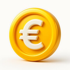 Obraz premium A golden euro coin isolated on white background, representing european currency