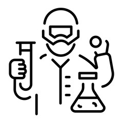 An outline style icon depicting lab technician