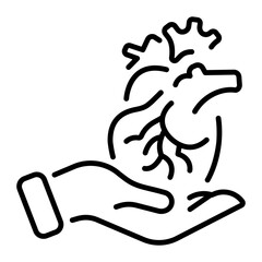 An outline style icon depicting human heart