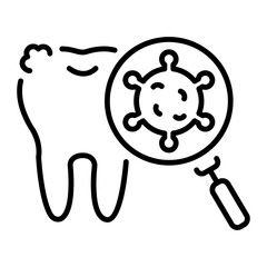 A line style icon showing tooth decay