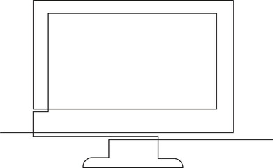 continuous one line Icon monitor tv or computer illustration on transparent background, slide view, social media, sticker, scrapbook, Vector Illustration
