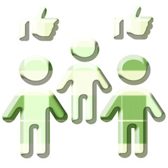 3D Green Group of people with Thumbs Up icon on Transparent Background