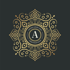 Obraz premium Elegant Monogram Logo in Gold and Green