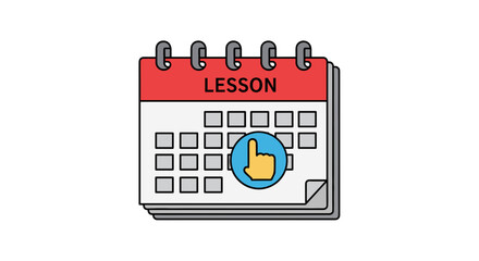 Calendar with lesson marked on clear background  
