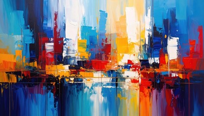 Abstract city skyline painting