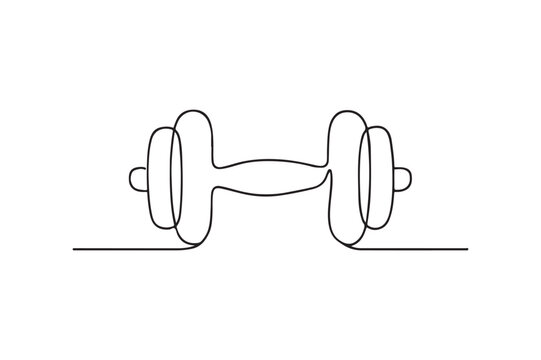 Dumbbell continuous one line drawing minimalism design