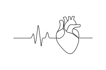 Heart health continuous one line drawing minimalism design