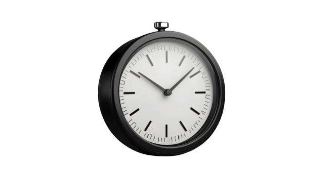 realistic school smart clock mockup, angled view with a digital face, isolated on transparent background