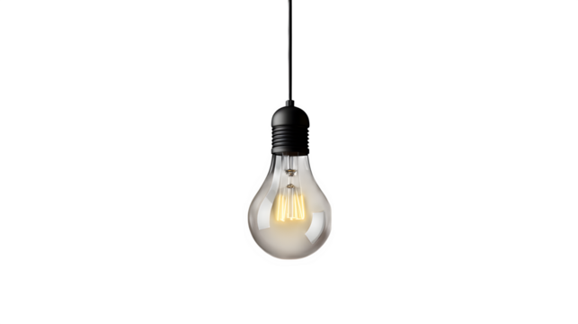 realistic school smart light mockup, angled view with a bulb, isolated on transparent background