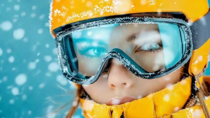 Winter sports enthusiast enjoys snow-covered landscape in vibrant ski gear during a snowy day
