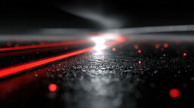 Abstract Dark Pathway with Red Lines