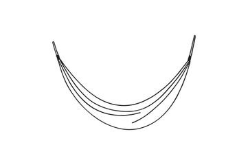 Fototapeta premium Hanging hammock with suspension ropes continuous one line drawing minimalism design