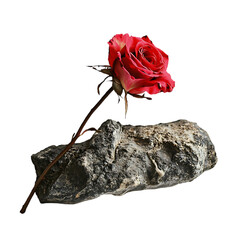 Single Red Rose on Weathered Stone: A Symbol of Resilience