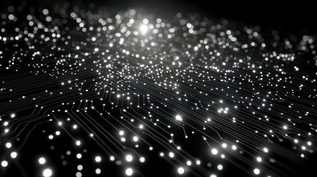 Glowing Circuit Board, Data Flow, Technology Background, Abstract Network
