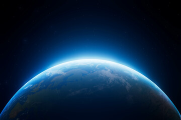 The Earth is shown in a close up view