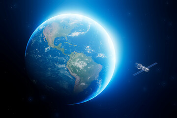 A satellite is flying over the Earth