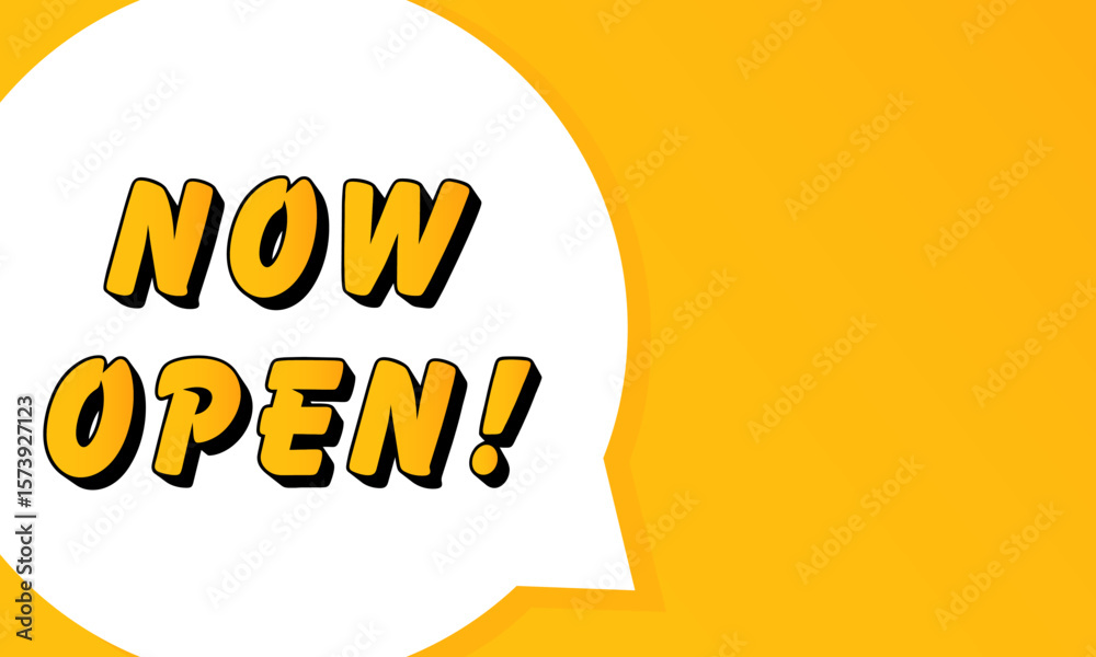 Fototapete now open speech bubble. bold outline, comic style shape, vibrant background, dialog element, visual 