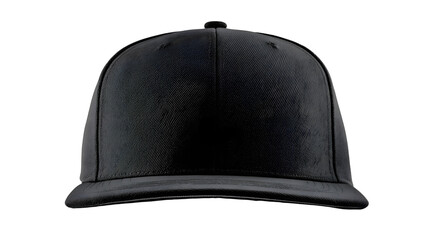 Fototapeta premium Mock up blank black snaback hat, white background.