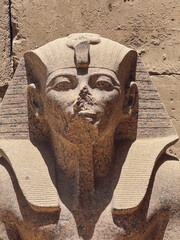 Majestic statue of pharaoh hatshepsut at the temple of hatshepsut in egypt