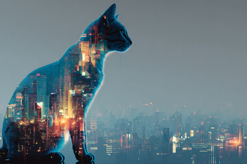 01.020.002.270.u8969375333 A holographic cat projected in a futuristic citys 83e71934-115f-4e5d-a9f7-ce9f3beb3da9 0