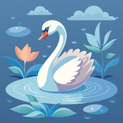 Obraz premium Elegant Swan on Tranquil Lake Vector