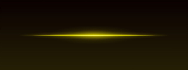 Golden horizontal light beam on dark gradient background. Sharp glowing line with soft edges creates sci-fi effect.