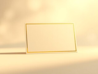 Elegant stationery blank card with golden border, inviting message design