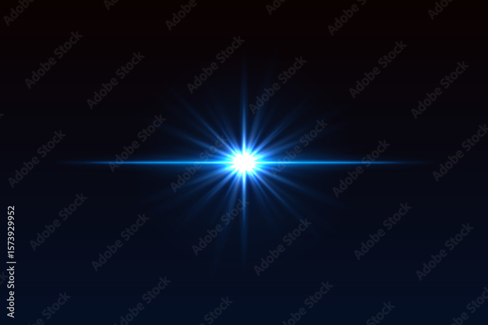 Wall mural intense central glow with symmetrical rays and soft edges. bright light flash for lens effects or gl