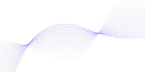 Abstract blue wave of dots on white