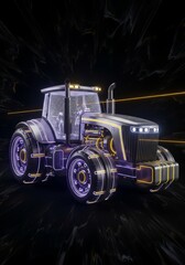 Futuristic Farm Tractor Design - A sleek, modern tractor design, symbolizing technological advancement, sustainable agriculture, efficient farming, future of food production, and innovation in rural