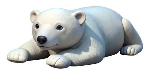 Cute cartoon polar bear lying down with blue eyes and white fur