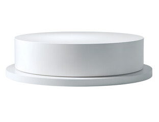 Minimal Round White Podium with Soft Shadows and Clean Finish, Front View, Isolated on Transparent Background