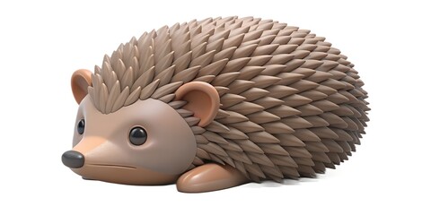 Cute cartoon hedgehog character with smooth brown quills and big eyes