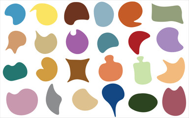 Colorful abstract organic shapes on white background  perfect for modern design elements, collage art, decorative visuals, scrapbooking, and playful digital compositions