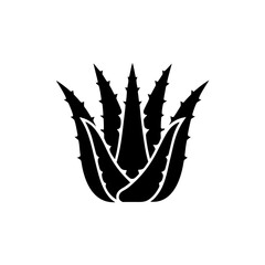 unique Aloe vera plant silhouette illustration isolated on white background