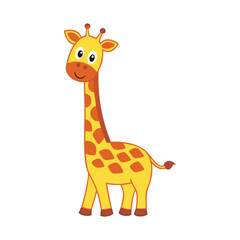 Obraz premium Cartoon Giraffe with Long Neck and Cheerful Face
