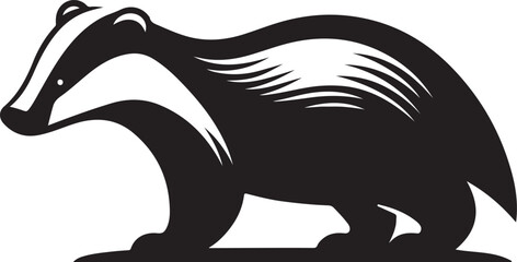 Minimal Black and White Badger Silhouette Vector Icon