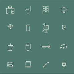 Modern Flat WFH Icons on Solid Background