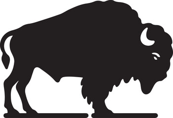 Minimal Black Bison Silhouette Vector Icon