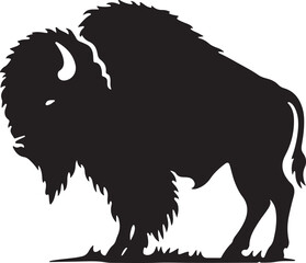 Minimal Black Bison Silhouette Vector Icon
