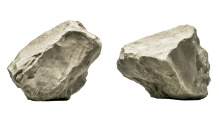 Two Rough Textured Rocks Displayed on a Transparent Background Ready for Natural Composition