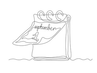 Abstract tear-off calendar. The date is September 1st. Knowledge day. continuous single line art drawing sketch, logo