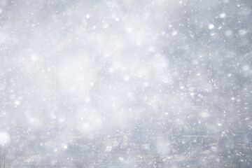 snowfall, abstract nature background, heavily blurred landscape, blizzard and white snow backdrop