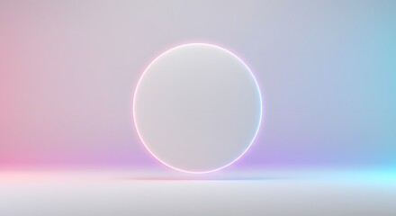 3D abstract white circle background with pink gradient lights