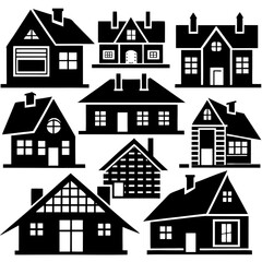 houses icons set