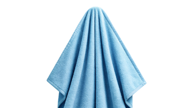 A beautifully draped blue silk towel.