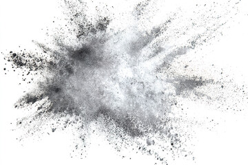 Grey Powder Explosion Texture, Abstract, Background, Dust, Burst, Splash, White, Isolated, Particles