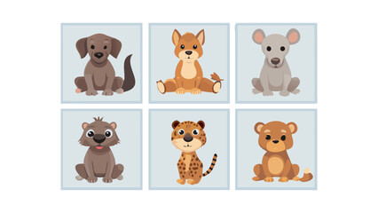 Sitting Down Animals – Playful Stylized Animal Set
