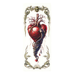 Intricate Anatomical Heart Art: Gothic Victorian Style Illustration